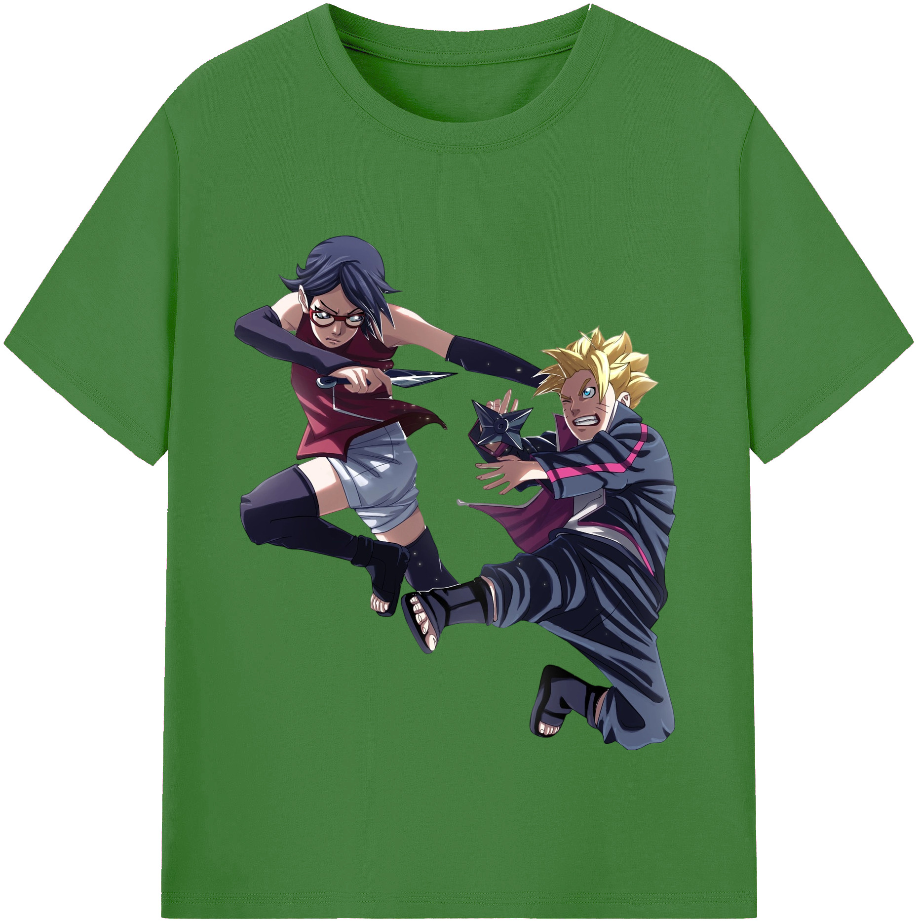 （画像用） NARUTO -ナルト- うちは サラダ Uchiha Sarada レディースカジュアルプリントTシャツ（綿100％）